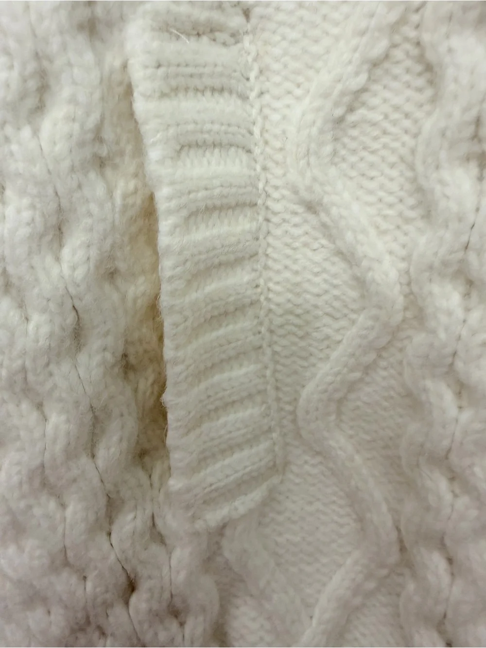 Anthropologie Cream Cable Knit Bomber Jacket